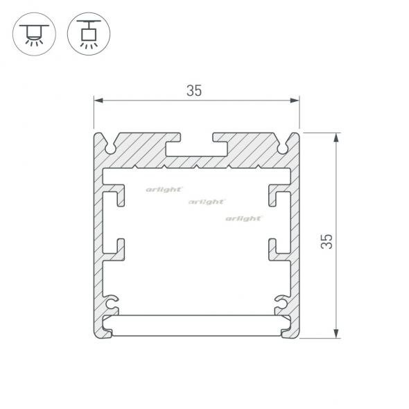 Профиль SL-ARC-3535-D1500-A45 SILVER (590мм, дуга 1 из 8) (Arlight, Алюминий)