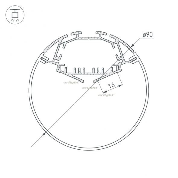 Профиль с экраном SL-ROUND-D90-2500 ANOD+OPAL