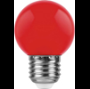 Лампа светодиодная, (1W) 230V E27 красный, LB-37