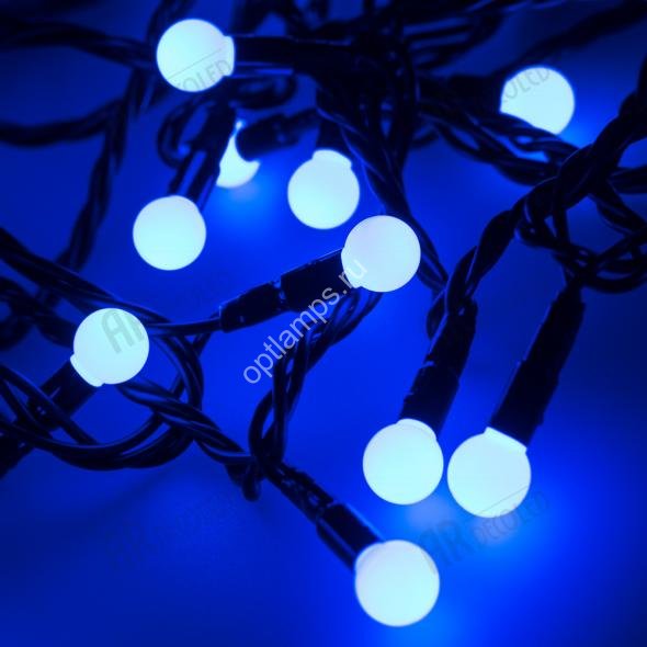 Светодиодная гирлянда ARD-BALL-CLASSIC-D13-5000-BLACK-50LED BLUE (230V, 3.5W) (Ardecoled, IP65)