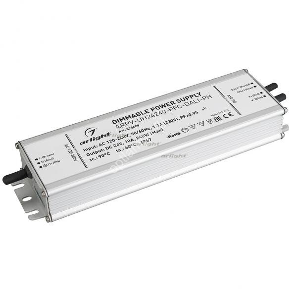 Блок питания ARPV-UH24240-PFC-DALI-PH (24V, 10.0A, 240W) (Arlight, IP67 Металл, 7 лет)