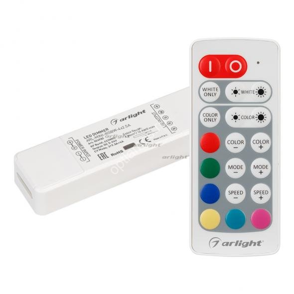 Контроллер ARL-MINI-RGBW-4x2.5A (5-24V, RF ПДУ 20кн) (Arlight, IP20 Пластик, 1 год)
