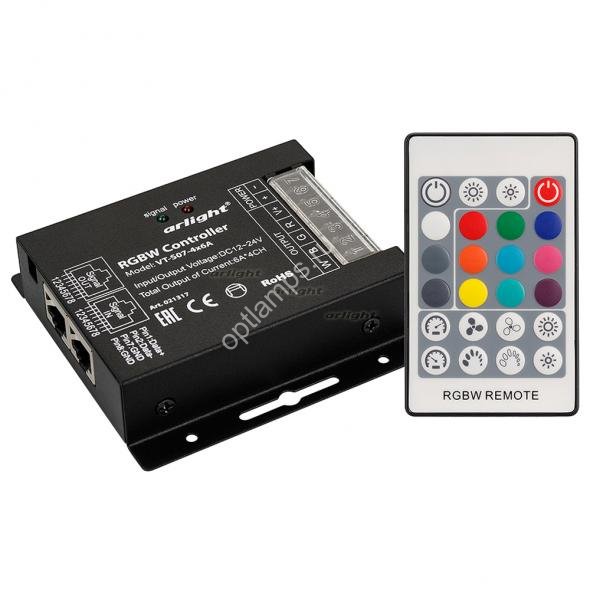 Контроллер VT-S07-4x6A (12-24V, ПДУ 24 кн, RF) (Arlight, IP20 Металл, 3 года)