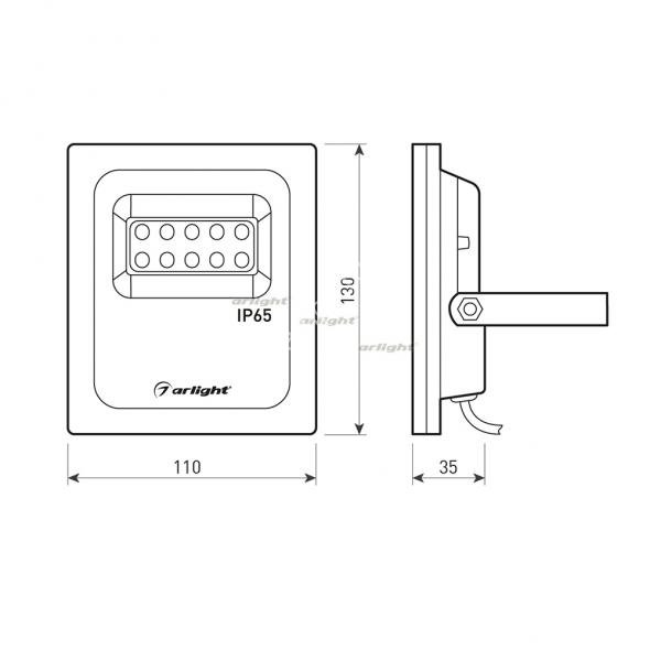 Светодиодный прожектор AR-FLAT-ARCHITECT-10W-220V Warm (Grey, 50x70 deg)