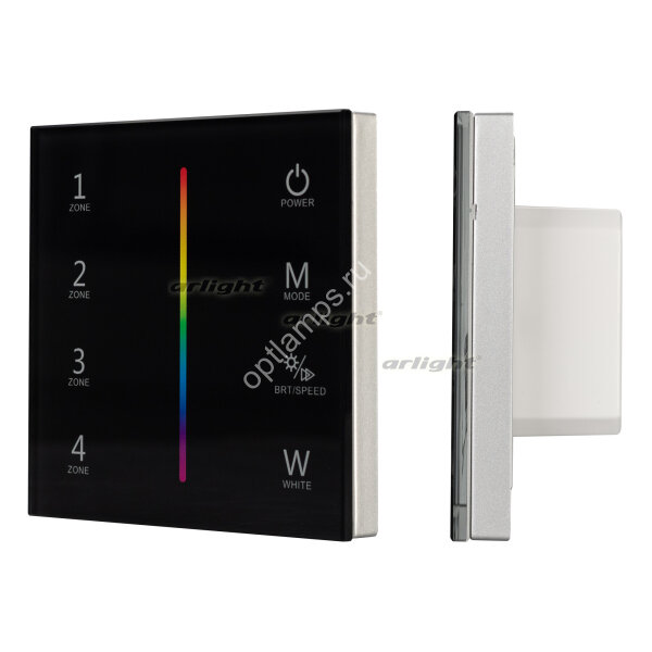 Панель Sens SMART-P30-RGBW Black (230V, 4 зоны, 2.4G) (ARL, IP20 Пластик, 5 лет)