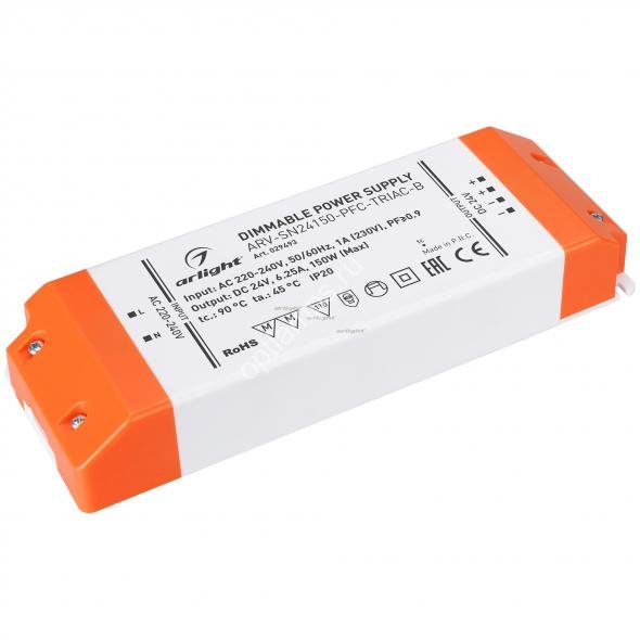 Блок питания ARV-SN24150-PFC-TRIAC-B (24V, 6.25A, 150W) (Arlight, IP20 Пластик, 3 года)