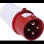 Вилка прямая для силовых кабелей сечением 2,5-6 мм2, 4 PIN, нейлон/латунь 415В, 32A, IP44, красная PPG32-41-441