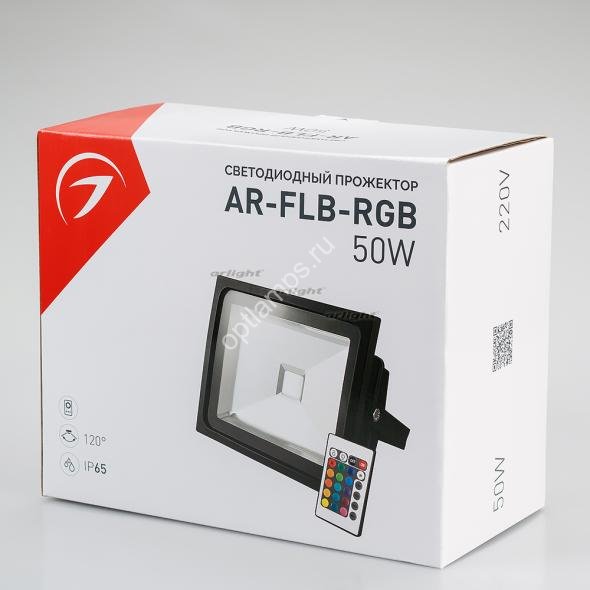 Светодиодный прожектор AR-FLB-50W-220V RGB (IR ПДУ Карта 24кн)