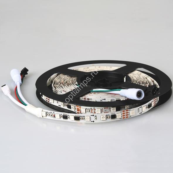 Лента SPI-5000-IR21B 12V RGB (5060,300 LED x3,1804, ПДУ)