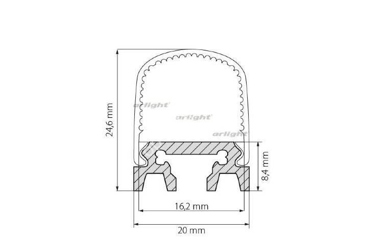 Профиль с экраном ALU-SQR-2000 ANOD+FROST