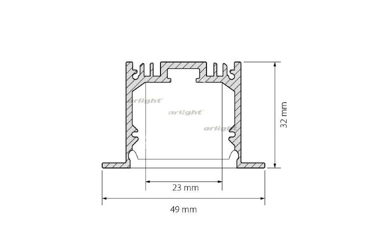Профиль с экраном SL-LINIA49-F-2500 ANOD+OPAL (Arlight, Алюминий)